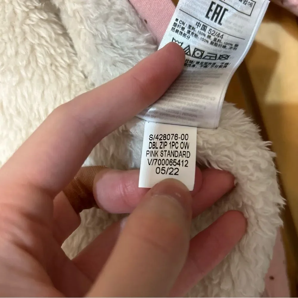 Gap Baby Sherpa Fleece Bear One Piece Double Zip Pink Size 0-3 Months Winter